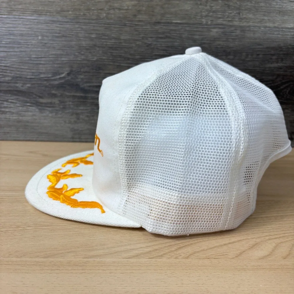 VINTAGE Snap On‎ Hat Cap Snap Back White Yellow Tools Trucker Mesh K Prodcuts